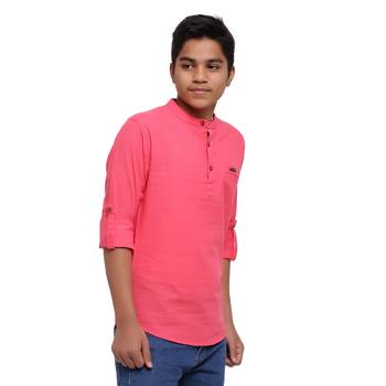 Pink plain cotton kids-tops 3