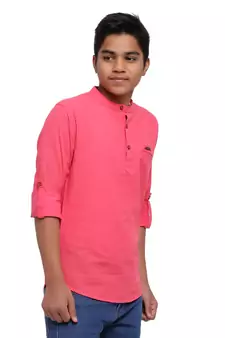 Pink plain cotton kids-tops