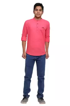 Pink plain cotton kids-tops