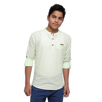 Light Green plain cotton kids-tops 1