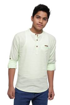 Light Green plain cotton kids-tops