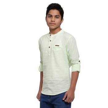Light Green plain cotton kids-tops 3