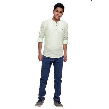 Light Green plain cotton kids-tops 4