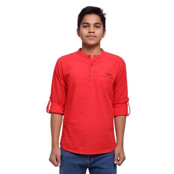 Red plain cotton kids-tops 1