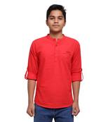 Red plain cotton kids-tops