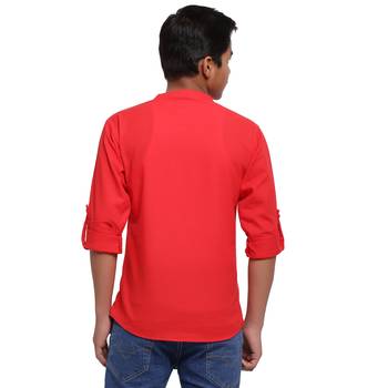 Red plain cotton kids-tops 2