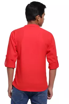 Red plain cotton kids-tops