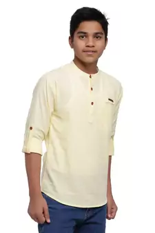 Yellow plain cotton kids-tops