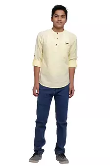 Yellow plain cotton kids-tops