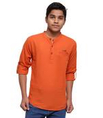 Orange plain cotton kids-tops