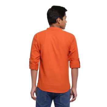 Orange plain cotton kids-tops 2