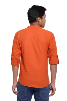 Orange plain cotton kids-tops