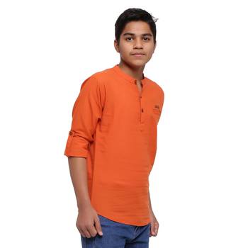 Orange plain cotton kids-tops 3
