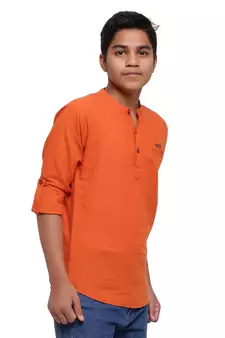 Orange plain cotton kids-tops