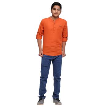 Orange plain cotton kids-tops 4