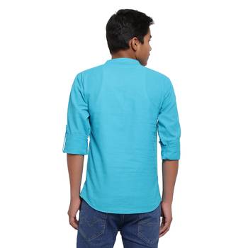 Turquoise plain cotton kids-tops 2