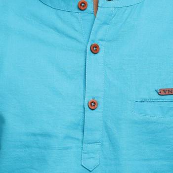Turquoise plain cotton kids-tops 5