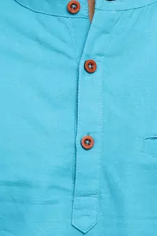 Turquoise plain cotton kids-tops