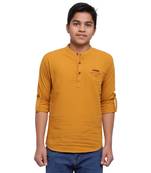 Mustard plain cotton kids-tops