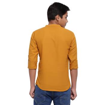 Mustard plain cotton kids-tops 2