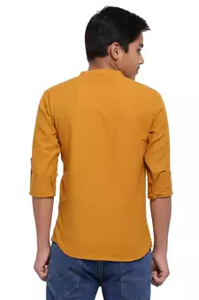 Mustard plain cotton kids-tops