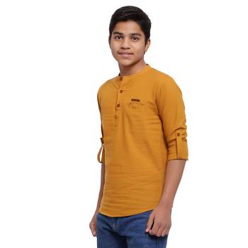 Mustard plain cotton kids-tops 3
