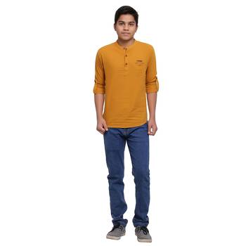 Mustard plain cotton kids-tops 4