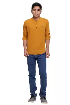 Mustard plain cotton kids-tops