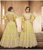 Yellow Embroidered Art Silk Salwar With Dupatta