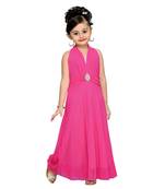 Pink Embroidered Net Kids Girl Gowns