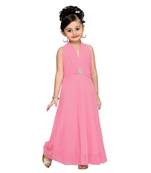 Pink Embroidered Net Kids Girl Gowns