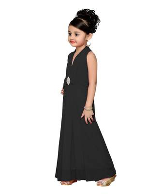 Black Embroidered Net Kids Girl Gowns 2