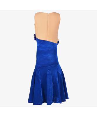 Blue Embroidered Polyester Kids Girl Gowns 4