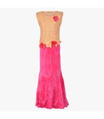 Pink Embroidered Polyester Kids Girl Gowns