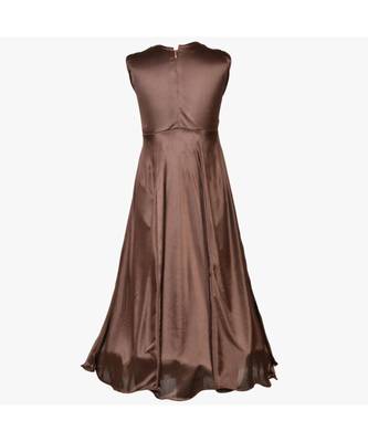Brown Embroidered Polyester Kids Girl Gowns 3