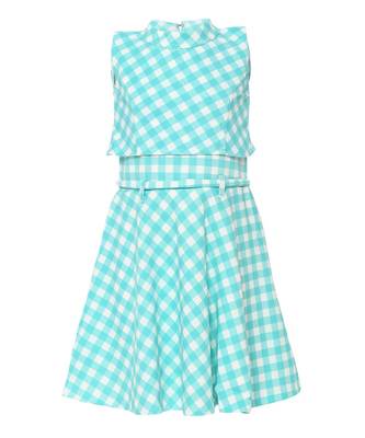 Blue Embroidered Nylon Kids Frocks 1