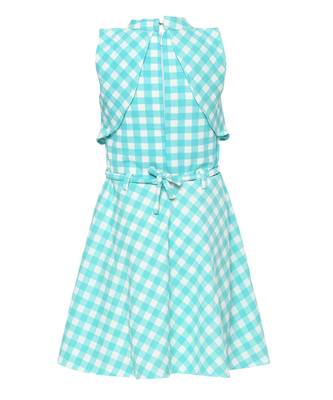 Blue Embroidered Nylon Kids Frocks 2