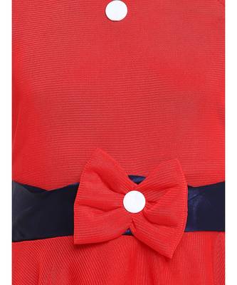 Red Embroidered Nylon Kids Frocks 3