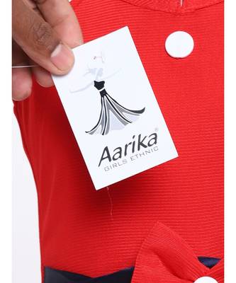 Red Embroidered Nylon Kids Frocks 4