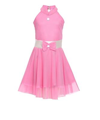 Pink Embroidered Nylon Kids Frocks 1