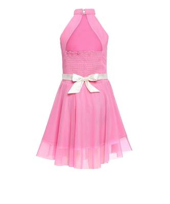 Pink Embroidered Nylon Kids Frocks 2