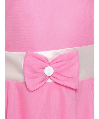 Pink Embroidered Nylon Kids Frocks 3