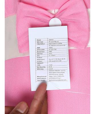 Pink Embroidered Nylon Kids Frocks 4