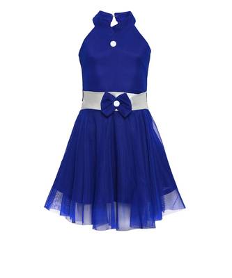 Blue Embroidered Nylon Kids Frocks 1