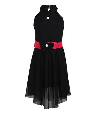 Black Embroidered Nylon Kids Frocks 1