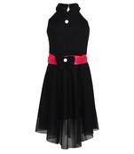 Black Embroidered Nylon Kids Frocks