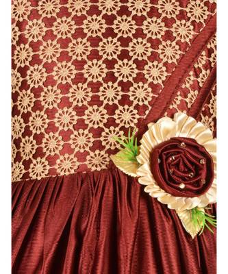 Brown Embroidered Satin Kids Girl Gowns 4