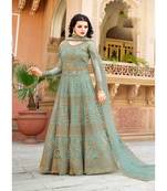 Green Embroidered Net Salwar With Dupatta
