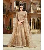 Beige Embroidered Net Salwar With Dupatta