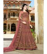 Red Embroidered Net Salwar With Dupatta